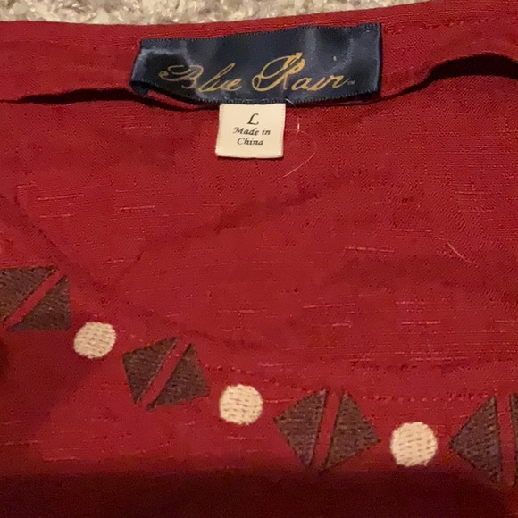 Blue Rain Red Embroidered Blouse (Large) - Picture 2 of 5